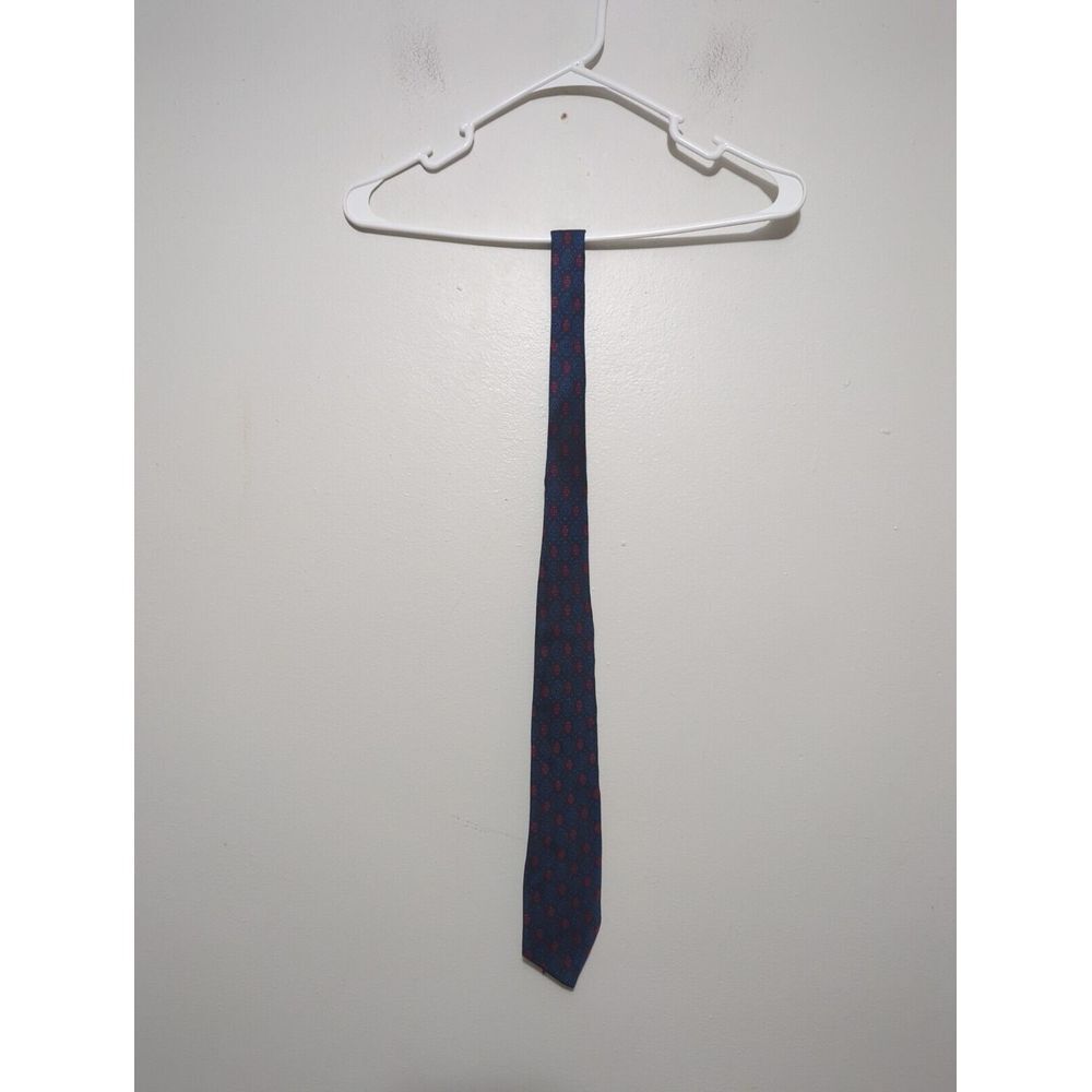Stafford Mens Navy Blue Red Geometric Medallion Classic Silk Blend Necktie‎